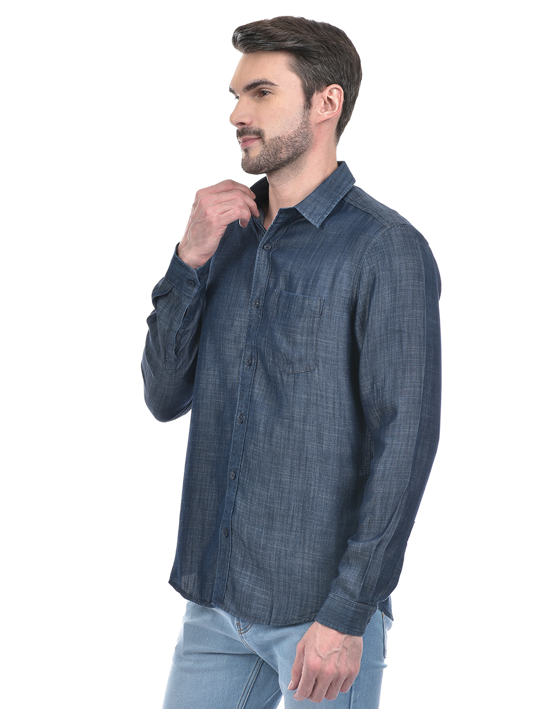 Numero Uno Men Solid Blue Shirt
